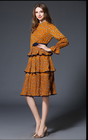 fashion polyester print layered skirt fringed dress medium style